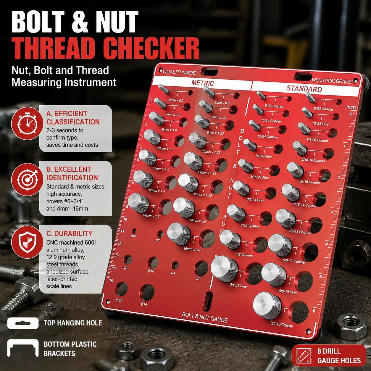 Tools For Woodworking Workshop - Nut and Bolt Thread Gauge Set