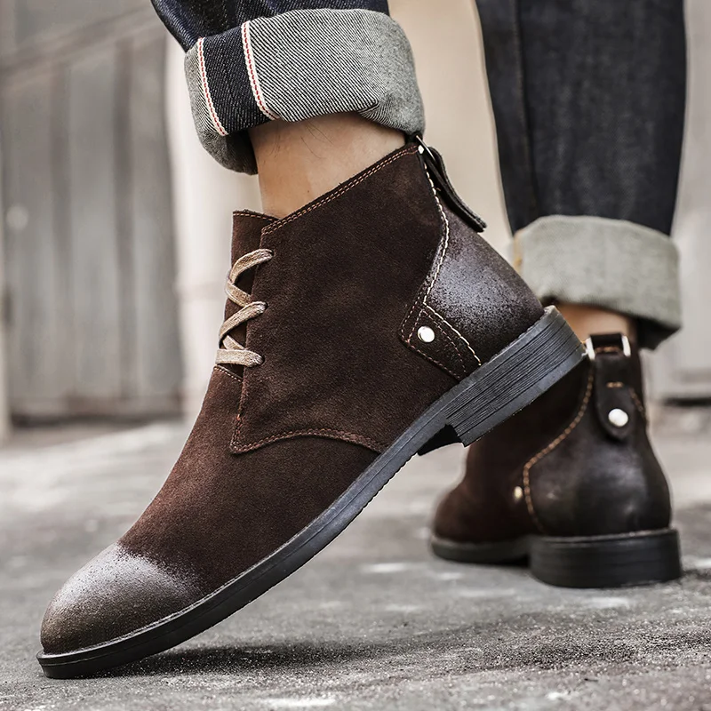 New Cow Suede Ankle Boots Hand - Tools Work 评论和价格