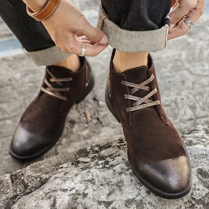 New Cow Suede Ankle Boots Hand - Tools Work 评论和价格